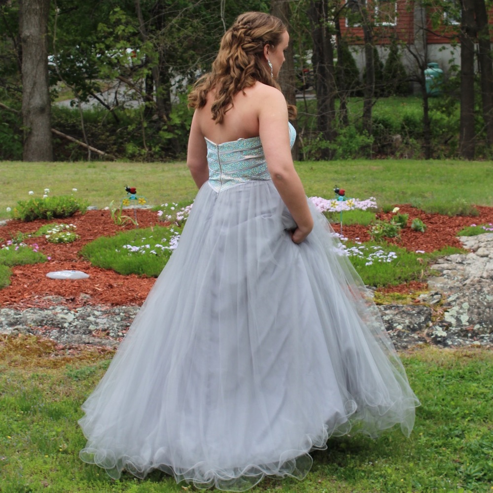 Purple/Grey Strapless Prom Dress